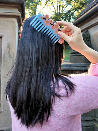 Hand-Painted Cherry Blossom Detangling Wide Tooth Hair Comb