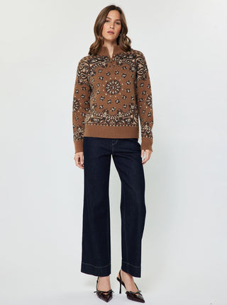 Tinzlee Bandana Half Zip Sweater
