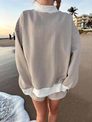 Sunkissed Coconut - Brown and White Big Striped Mockneck Sweatshirt-option1]-Fashion Pharmacy Boutique-Ada Oklahoma Clothing Store for Women