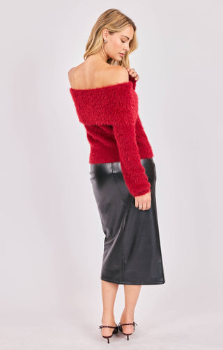 Tinsley Red Off Shoulder Sweater-Tops-option1]-Fashion Pharmacy Boutique-Ada Oklahoma Clothing Store for Women