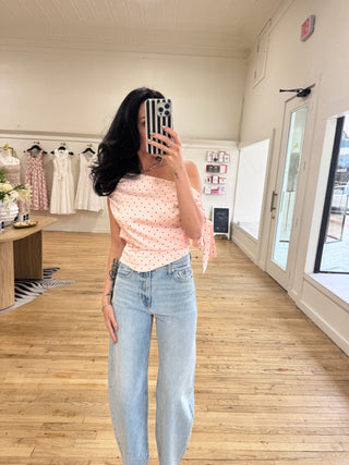 Celine One Shoulder Top in Pink
