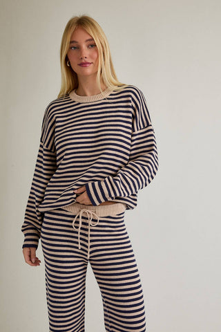CANDY CREW NECK STRIPE SWEATER & WIDE LEG PANTS