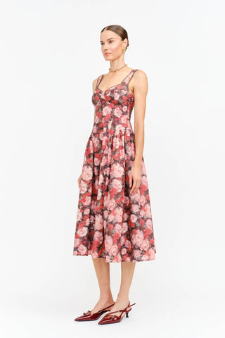 Rosalie Floral Corset Style Midi Dress