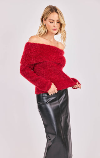 Tinsley Red Off Shoulder Sweater-Tops-option1]-Fashion Pharmacy Boutique-Ada Oklahoma Clothing Store for Women