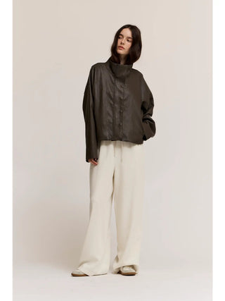 The Gia High Neck Leather Jacket