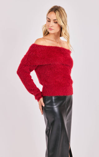 Tinsley Red Off Shoulder Sweater-Tops-option1]-Fashion Pharmacy Boutique-Ada Oklahoma Clothing Store for Women