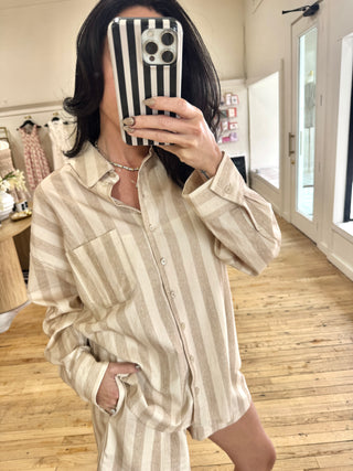 Millie Striped Front Button Up