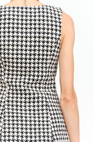 Eloise Houndstooth Romper-Rompers-option1]-Fashion Pharmacy Boutique-Ada Oklahoma Clothing Store for Women