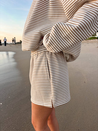 Sunkissed Coconut - Brown and White Big Striped Shorts-option1]-Fashion Pharmacy Boutique-Ada Oklahoma Clothing Store for Women