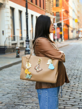 Hand-painted Boho Butterfly Bag Charm + Keychain | Eco-Friendly