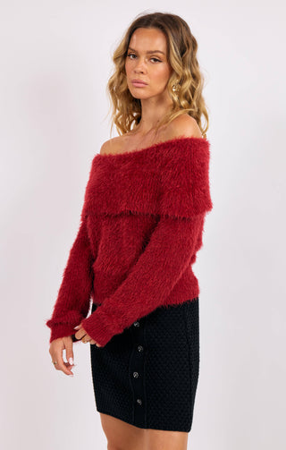 Tinsley Red Off Shoulder Sweater-Tops-option1]-Fashion Pharmacy Boutique-Ada Oklahoma Clothing Store for Women