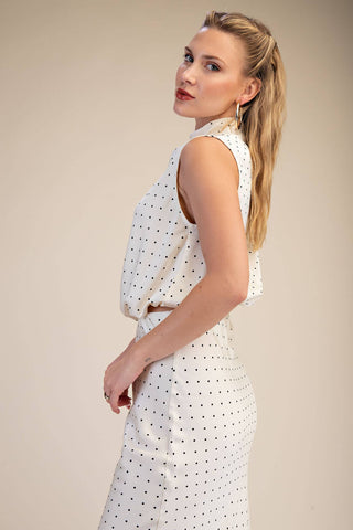 Jackie High Neck Top in Ivory