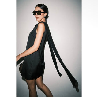Sophia Satin Dress in Black