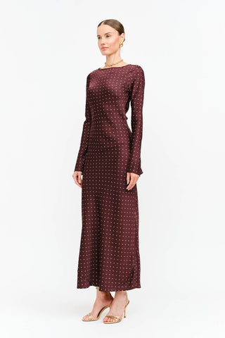 Breanna Burgundy Dot Dress