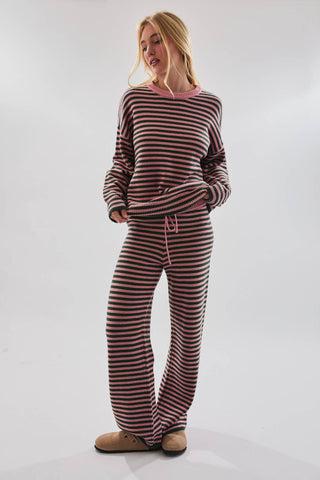 CANDY CREW NECK STRIPE SWEATER & WIDE LEG PANTS