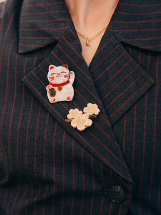 Hand-painted Cherry Blossom Brooch Pin