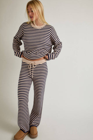 CANDY CREW NECK STRIPE SWEATER & WIDE LEG PANTS