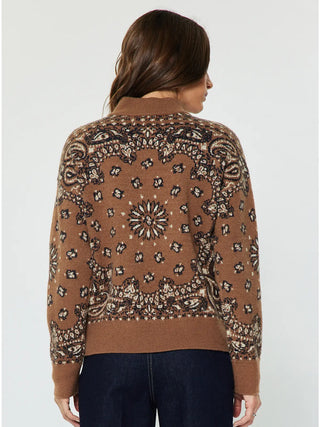 Tinzlee Bandana Half Zip Sweater