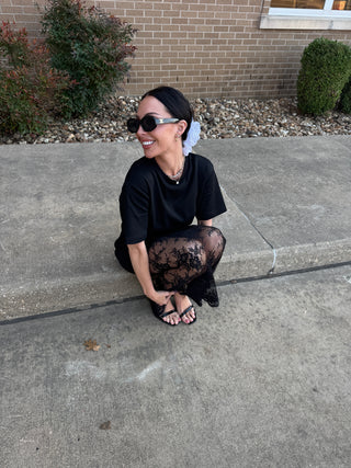 Sloane T-Shirt Lace Dress in Black