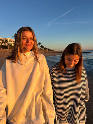 Sunkissed Coconut - Dark Navy Blue and White Big Striped Mockneck Sweatshirt-option1]-Fashion Pharmacy Boutique-Ada Oklahoma Clothing Store for Women