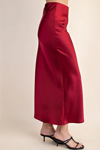 Simplistic Satin Skirt In Red