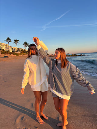 Sunkissed Coconut - Dark Navy Blue and White Big Striped Mockneck Sweatshirt-option1]-Fashion Pharmacy Boutique-Ada Oklahoma Clothing Store for Women