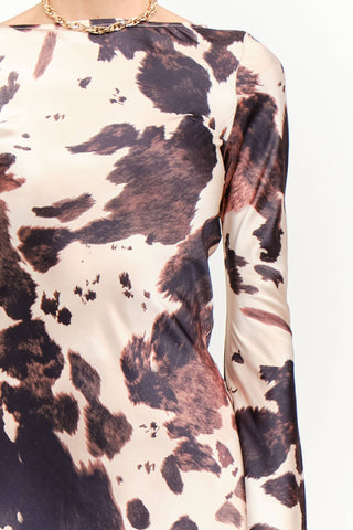 Kasey Cow Print Maxi Dress-Dresses-option1]-Fashion Pharmacy Boutique-Ada Oklahoma Clothing Store for Women