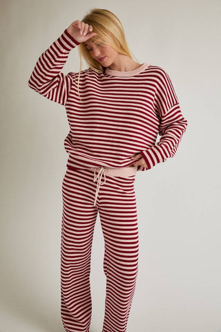 CANDY CREW NECK STRIPE SWEATER & WIDE LEG PANTS