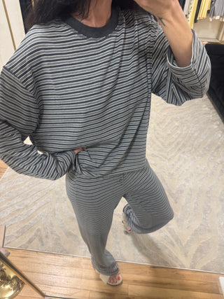 Soho Striped Top in Skyscraper Grey