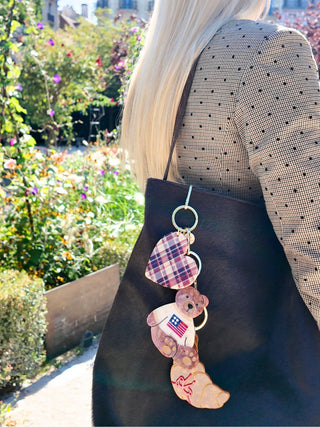 Solar Eclipse - Hand-painted Americana Teddy Bear Bag Charm + Keychain