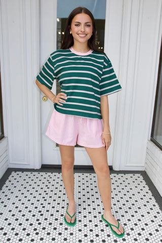 90's Striped Vintage Tee in Green