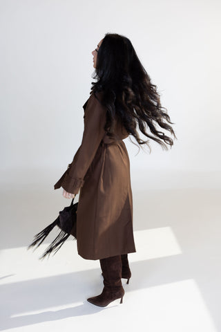 Fallon Chocolate Suede Trench