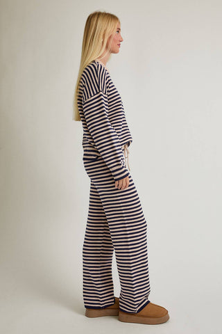 CANDY CREW NECK STRIPE SWEATER & WIDE LEG PANTS