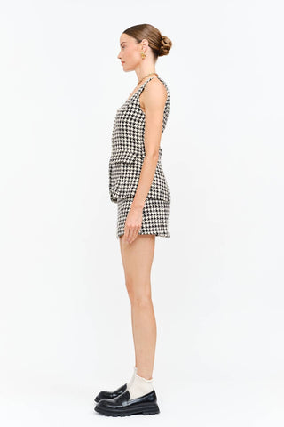 Eloise Houndstooth Romper-Rompers-option1]-Fashion Pharmacy Boutique-Ada Oklahoma Clothing Store for Women