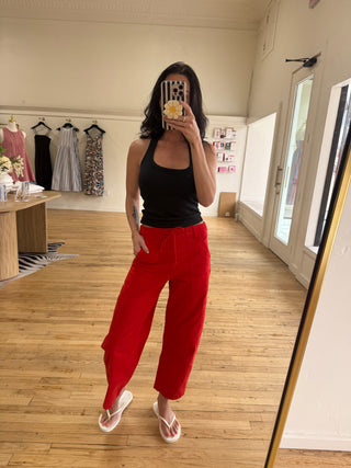Pistola Sabrina Curved Utility Pants in Red