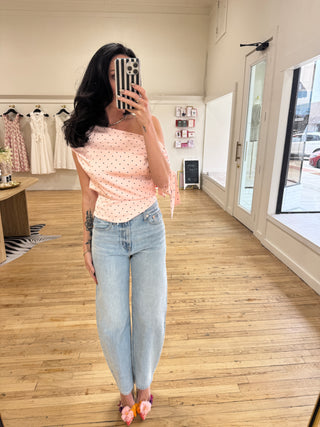 Celine One Shoulder Top in Pink