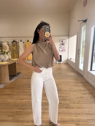 Jackie High Neck Top in Mocha