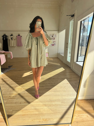 Birdie Green Striped Romper