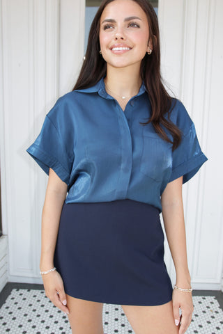 Megan High Waist Skort- Navy