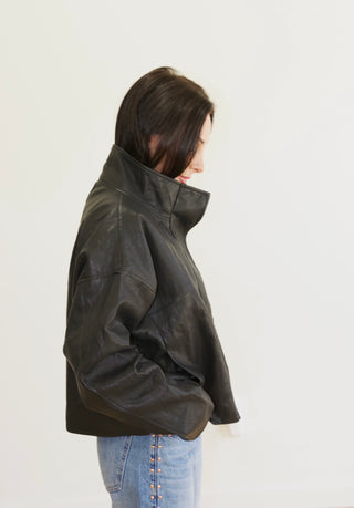 The Gia High Neck Leather Jacket