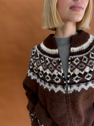 Hailey Nordic Zip-Up Wool Blend Cardigan