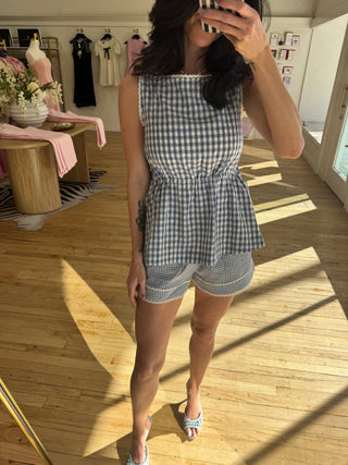 June Gingham Top In Blue