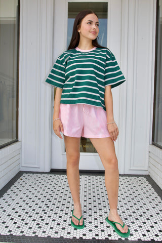 90's Striped Vintage Tee in Green