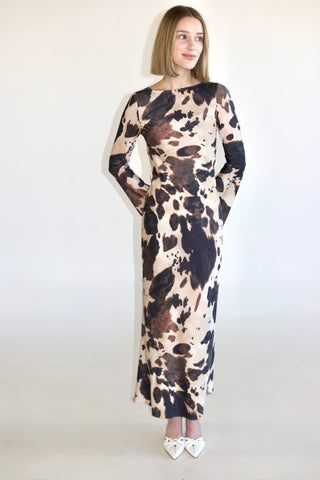 Kasey Cow Print Maxi Dress