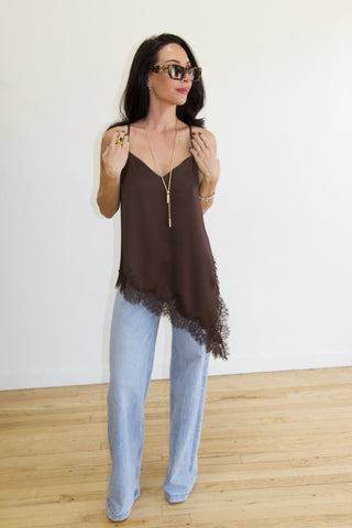Ava Asymmetrical Tank in Brown