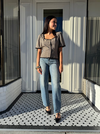 Emma Gingham Scalloped Top