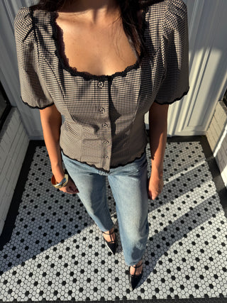 Emma Gingham Scalloped Top