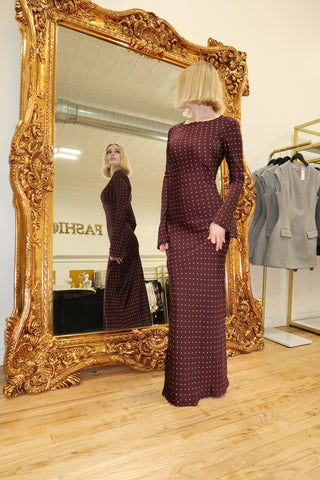 Breanna Burgundy Dot Dress