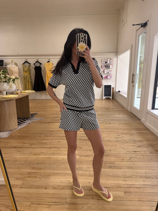 Chloe Collared Top in Black