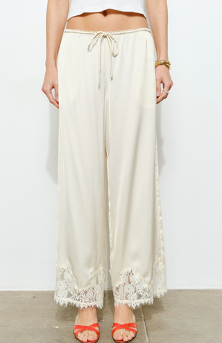 Delilah Lace Detail Pant in Cream